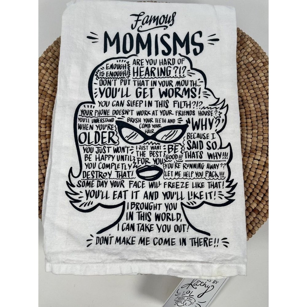 Primitives By Kathy NWT Famous Momisms Kitchen Towel, Tea Towel, Gifts for Mom